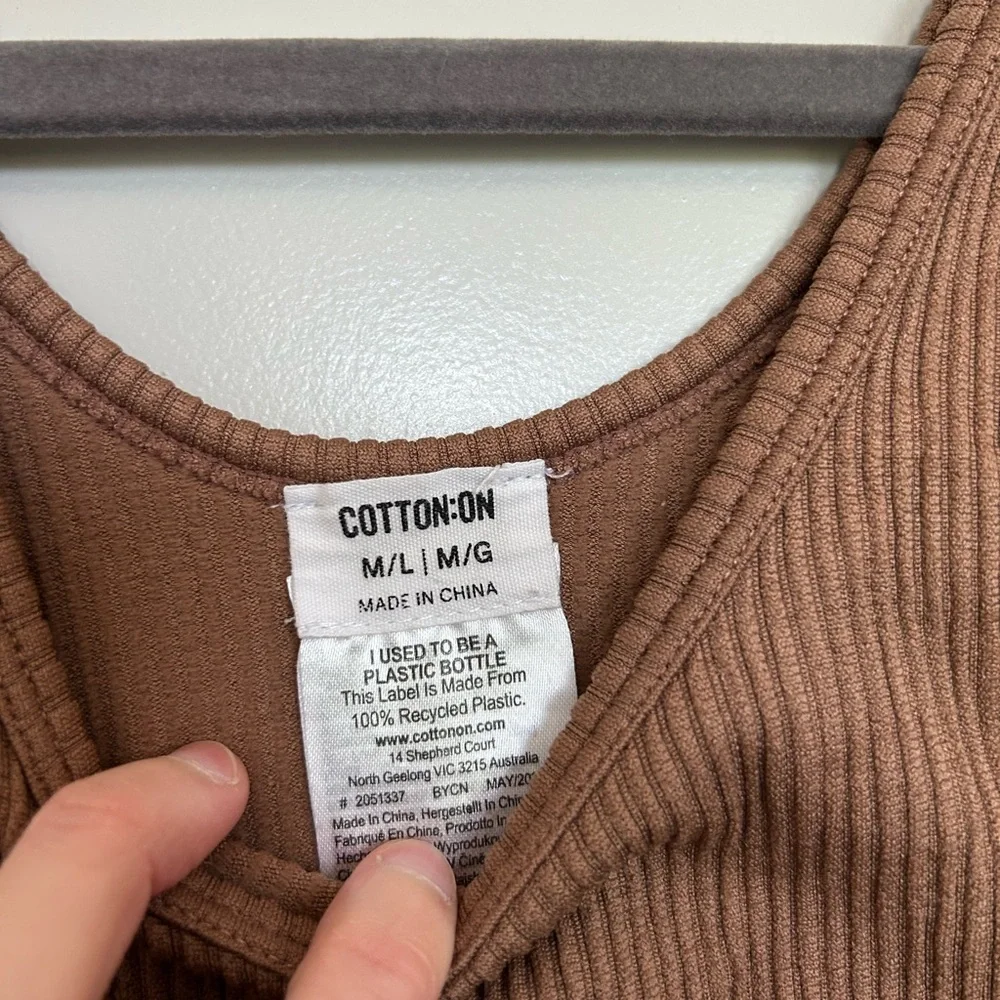Cotton On Brown Ribbed Tank Top - Picture 2 of 2